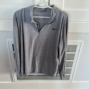 NIKE. Men’s, gray, DRI FIT pullover.